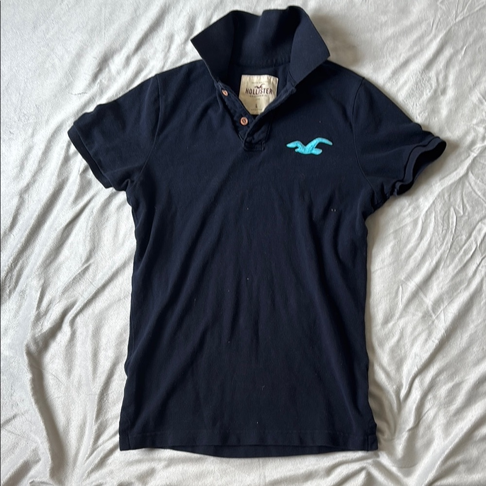 Vintage Hollister Dark Blue Polo with Teal Logo